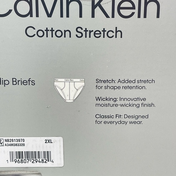 Calvin Klein Mens Size XXL Cotton Stretch Hip Briefs 3 pair classic fit NWT - Picture 3 of 8